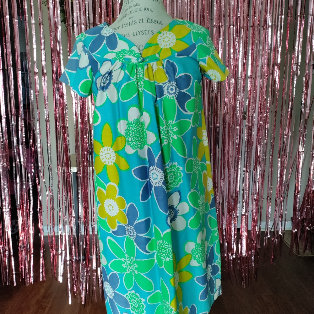 60s Vintage Tropical Hawaiian Dress Size M